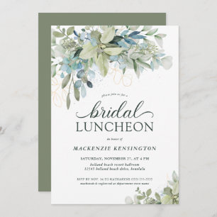 Invitation Élégant déjeuner nuptial Eucalyptus Green