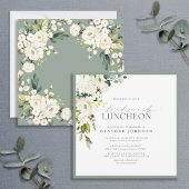 Invitation Élégant déjeuner nuptial gris blanc vert floral