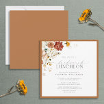 Invitation Élégant Déjeuner nuptial Orange rouille<br><div class="desc">L'Elegant Rust Orange Floral Bridal Luncheon Invitation est une façon moderne de célébrer et de remercier vos demoiselles d'honneur quelques jours avant le mariage, pour toute l'aide qu'elles vous ont apportée avec votre mariage. Cette conception d'invitation est composée d'un bouquet floral aquarelle aux tons neutres et tendance, blanc, jaune marigé...</div>