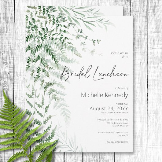 Invitation Élégant Délicat Verdure Ferns Bridal Luncheon