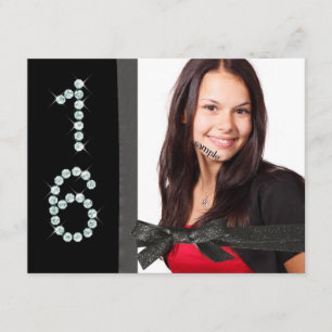 Invitation Elégant Deluxe 3 Photo Sweet 16e anniversaire