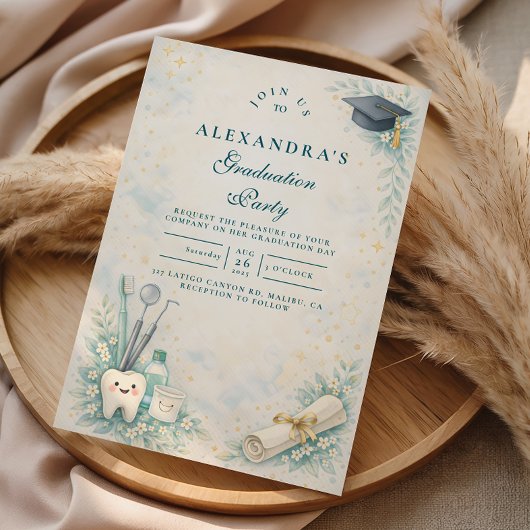 Invitation Elegant Dentist White Coat Graduation