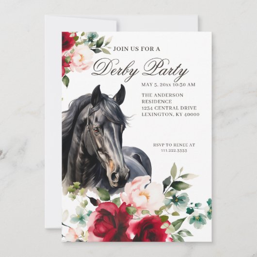 Invitation Elegant Derby Party  (Devant)