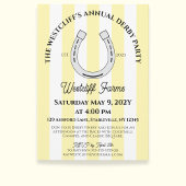Invitation Élégant Derby Party Cabana Jaune Stripe Horseshoe