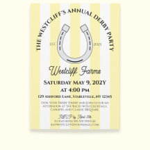 Élégant Derby Party Cabana Jaune Stripe Horseshoe