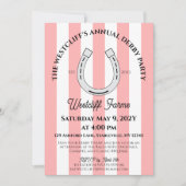 Invitation Élégant Derby Party Pink Cabana Stripes Horseshoe (Devant)