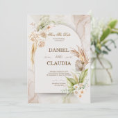 Invitation Elegant Desert Chic Pampas & Palm Wedding Invitati (Debout devant)