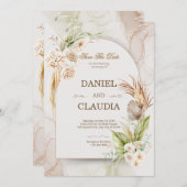 Invitation Elegant Desert Chic Pampas & Palm Wedding Invitati (Devant / Derrière)