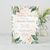 Invitation Elégant design doré, Feuilles d'automne Anniversai (Debout devant)