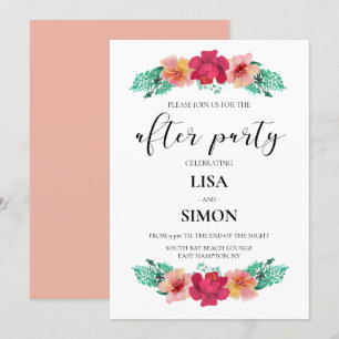 Invitation Elégant design floral mariage après soirée