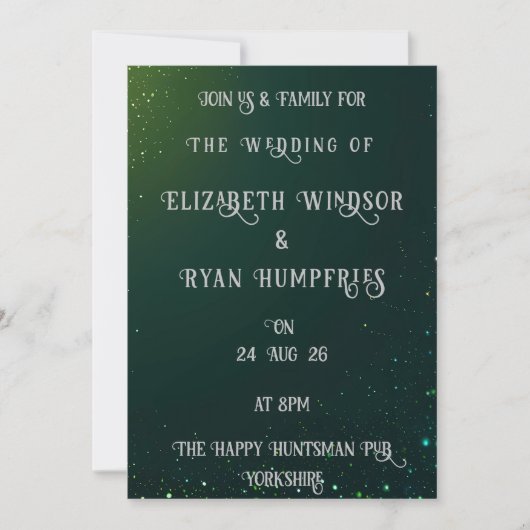 Invitation Elégant design vert étincelant pour thème (Devant)