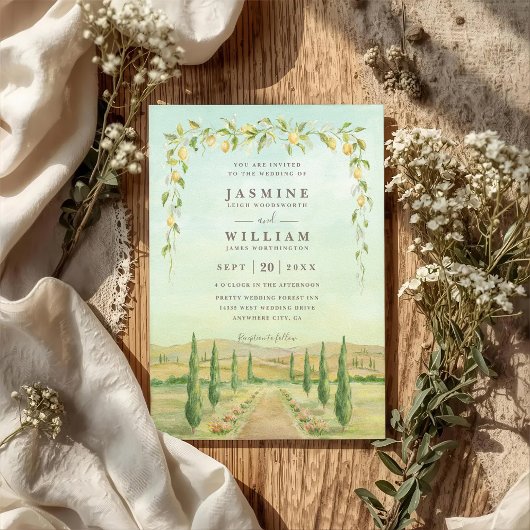 Invitation Elegant Destination Italy Rustic QR Code Wedding
