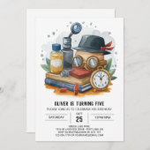 Invitation Elégant détective bohémienne Anniversaire (Devant / Derrière)