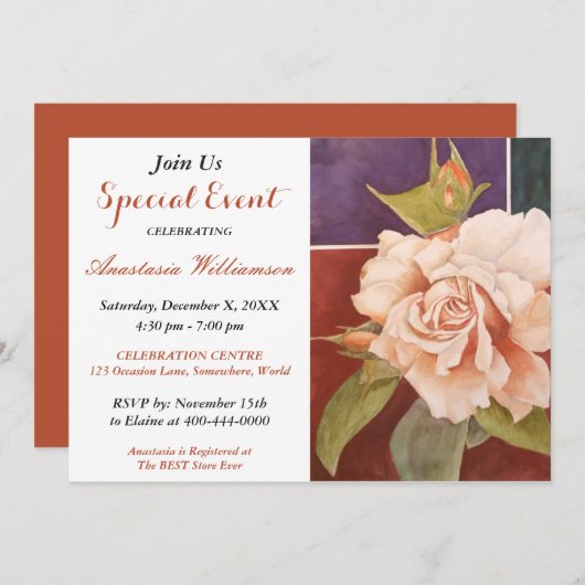 INVITATION ÉLÉGANT D'ÉVÉNEMENT DE DÎNER (Devant / Derrière)