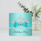 Invitation Elégant Diamant Bleu Turquoise Perles Bijoux Tiara (Debout devant)