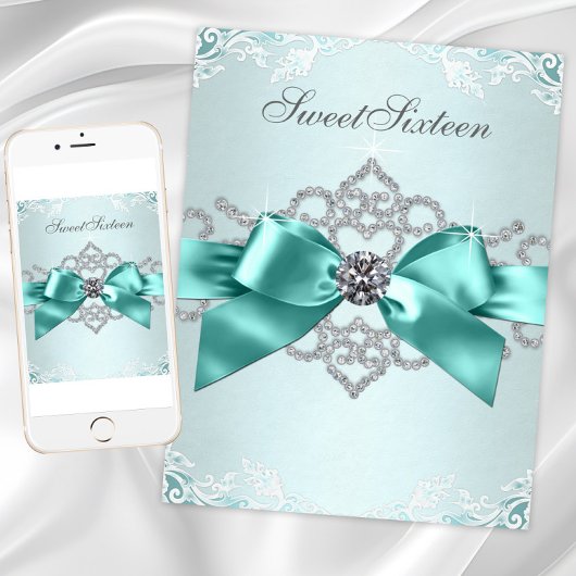 Invitation Élégant Diamant Bleu Turquoise Toute occasion