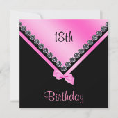 Invitation Élégant diamant brillant & Bow rose 18e anniversai (Devant)