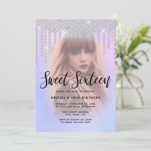 Invitation Élégant diamant moderne de poussette goutte sweet  (Debout devant)