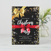 Invitation Élégant diamant noir, ruban doré, confetti (Debout devant)