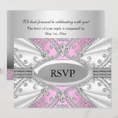 Invitation Elegant Diamant Rose RSVP (Devant / Derrière)