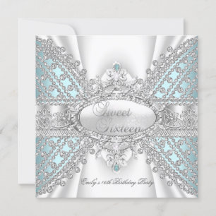 Invitation Élégant Diamant Turquoise Sweet 16 Seize Invitatio