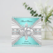 Invitation Élégant Diamant Turquoise Sweet 16 Seteen Party (Debout devant)