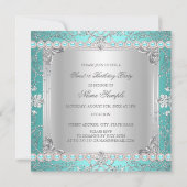Invitation Élégant Diamant Turquoise Sweet 16 Seteen Party (Dos)