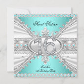 Invitation Élégant Diamant Turquoise Sweet 16 Seteen Party (Devant)