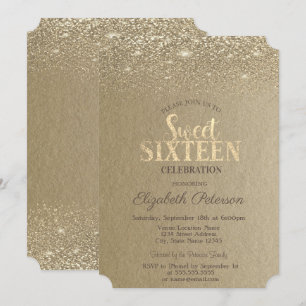 Invitation Élégant Diamants de Confettis en Or Kraft Sweet 1
