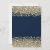 Invitation Elégant Diamants d'or Marine Fête des mariées bleu (Dos)