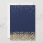 Invitation Élégant Diamants d'or moderne Marine Blue Sweet 16 (Dos)