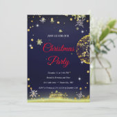 Invitation Elégant Diamants Noirs Étoiles Noël (Debout devant)