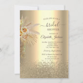 Invitation Elégant Diamants Or Boho Fête des mariées Fleurs (Devant)