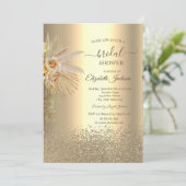 Invitation Elégant Diamants Or Boho Fête des mariées Fleurs (Debout devant)