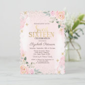 Invitation Élégant Diamants Or Moderne Snowflakes Sweet 16 (Debout devant)