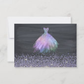 Invitation Élégant Diamants Robe Black Sweet 16 Pouces (Dos)