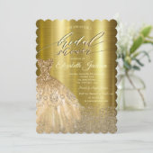 Invitation Élégant Diamants Robe Or Métal (Debout devant)