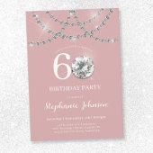Invitation Elégant Diamants Rose Bleu 60e anniversaire
