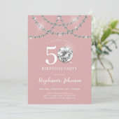 Invitation Elégant Diamants rose pâle 50e anniversaire (Debout devant)