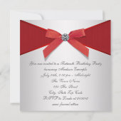 Invitation Elégant Diamants Rouge fête d'anniversaire (Dos)