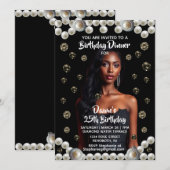 Invitation Elegant Diamond, & Pearl Photo Black  (Devant / Derrière)