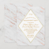 Invitation Élégant Diamond Rose Gold Marble Party (Devant / Derrière)