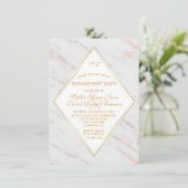 Invitation Élégant Diamond Rose Gold Marble Party (Debout devant)