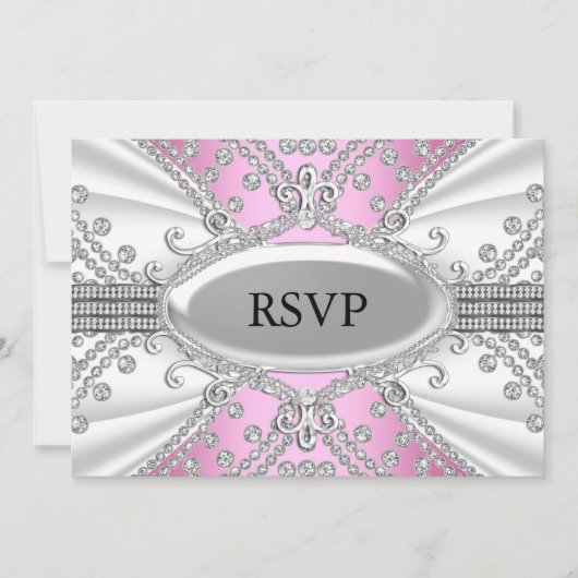 Invitation Élégant Diamond Rose RSVP (Devant)