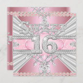 Invitation Élégant Diamond Rose Sweet 16 Seteen Party 3 (Devant / Derrière)