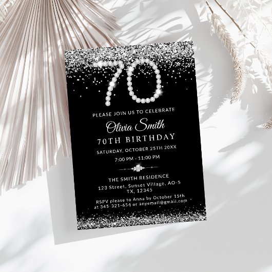 Invitation Elegant Diamonds 70e fête d'anniversaire