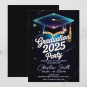 Invitation Élégant Dîner Cosmique Graduation Galaxy Dust Flar (Devant / Derrière)