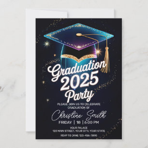 Invitation Élégant Dîner Cosmique Graduation Galaxy Dust Flar