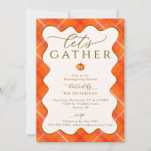 Invitation Élégant Dîner d'Action de grâce Orange Citrouille (Devant)