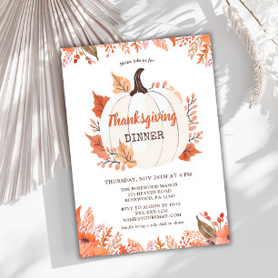 Invitation Élégant dîner d'action de grâces d'automne